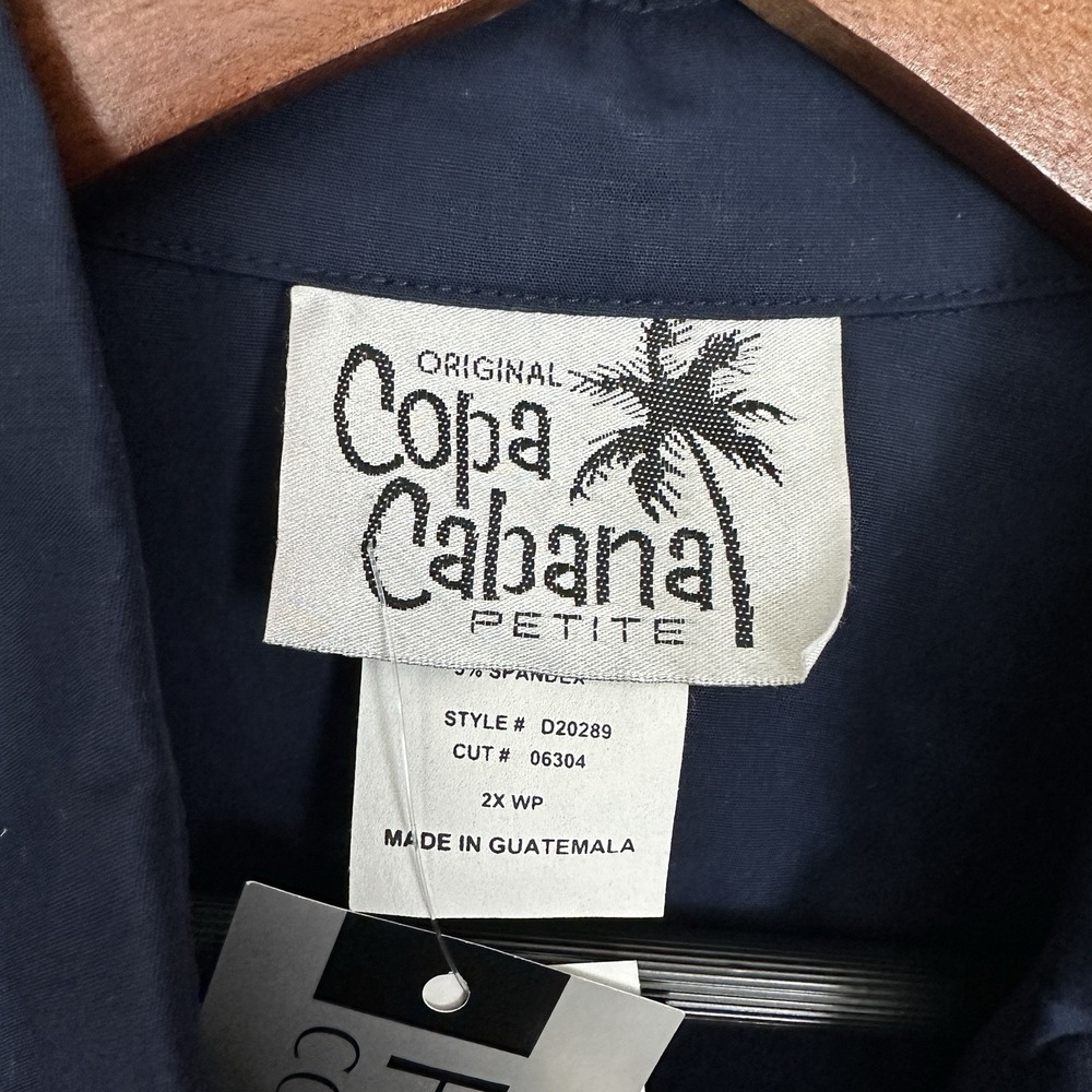 Copa‎ Cabana Sailboat Top Womens 2XWP Button Up Nautical Coastal Preppy Navy NWT - Picture 3 of 8
